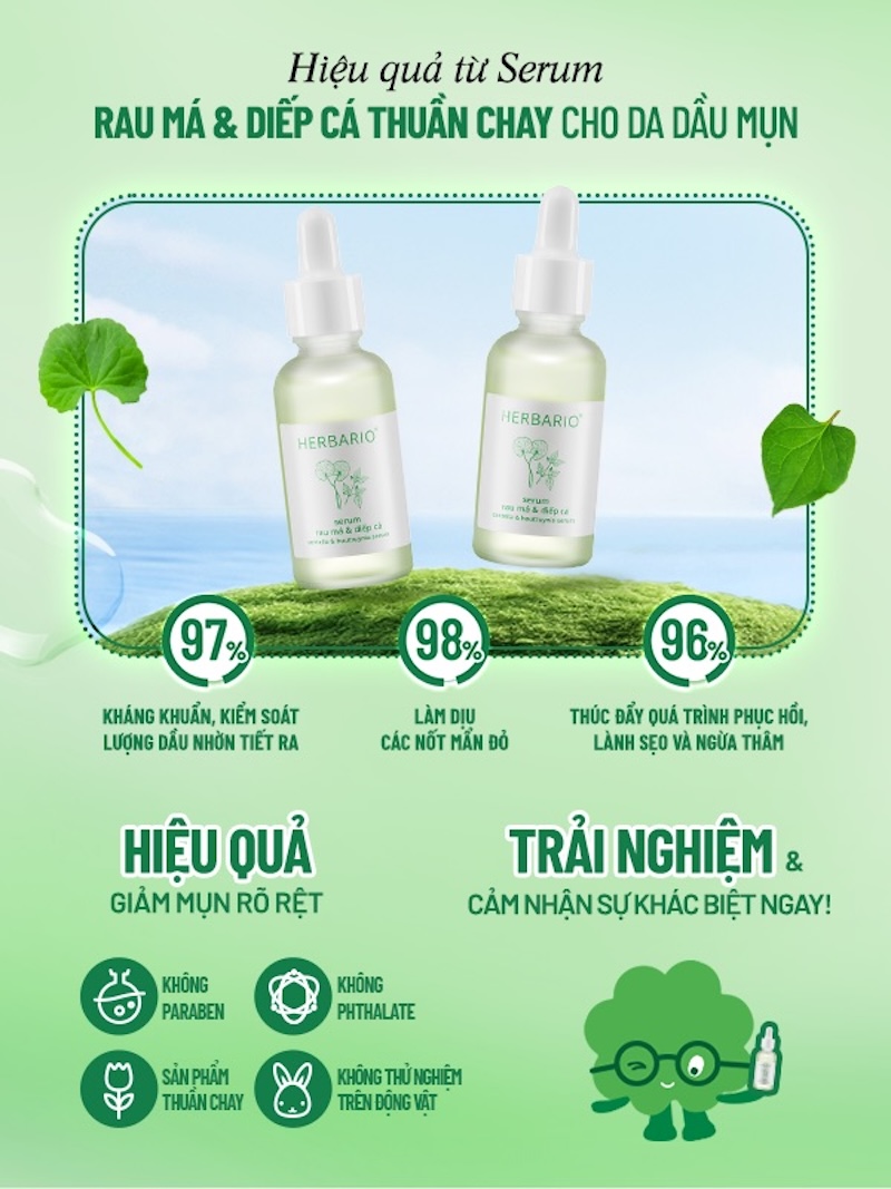 công dụng Serum Rau má & Diếp cá Herbario cong dung serum rau ma diep ca herbario