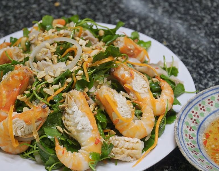 Gỏi rau má tôm thịt Gỏi rau má tôm thịt