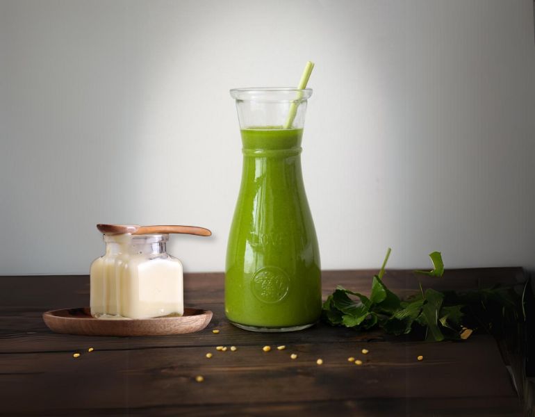 Sinh tố rau má sữa đặc