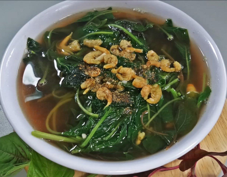 Canh rau má tôm khô