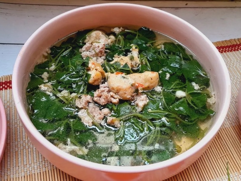 cach nau canh rau ma cha ca thit xay