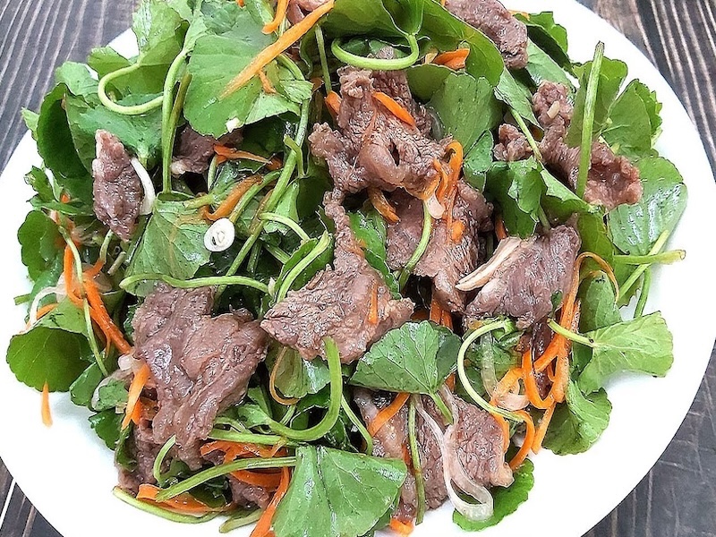Cách làm nộm rau má thịt bò cach lam nom rau ma thit bo